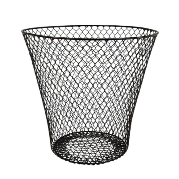 Black Metal Wire Mesh Waste Basket 9 In tall Storage Craft Garden Essentials - Picture 1 of 5
